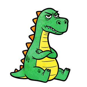 Grumpy Dinosaur Sitting with its Arms Crossed